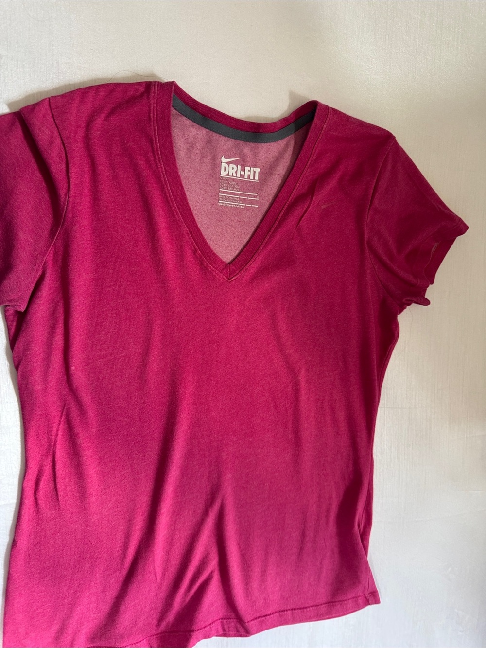 Nike Women's Short-Sleeve V-Neck Tee - Deep Magenta0043 - Picture 3 of 4